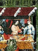 tacuinum sanitatis italian tailor's shop oil painting